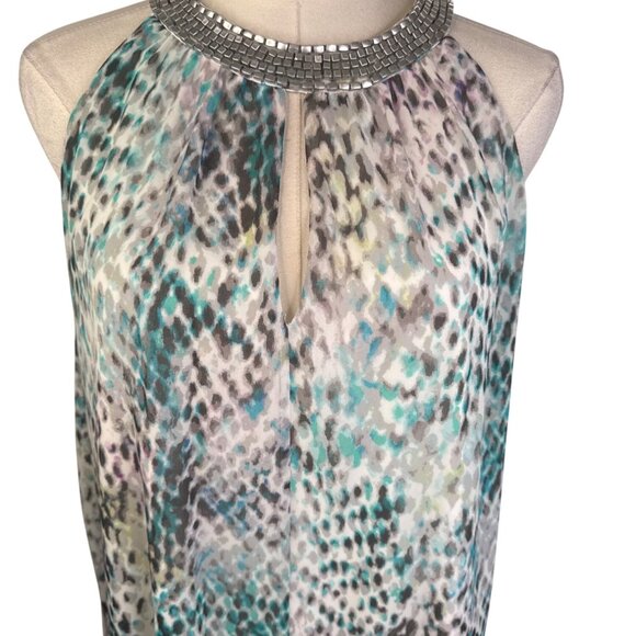 Vince Camuto Size 6 Patel Multicolor Beaded Neck Sleeveless Dress - Picture 6 of 14